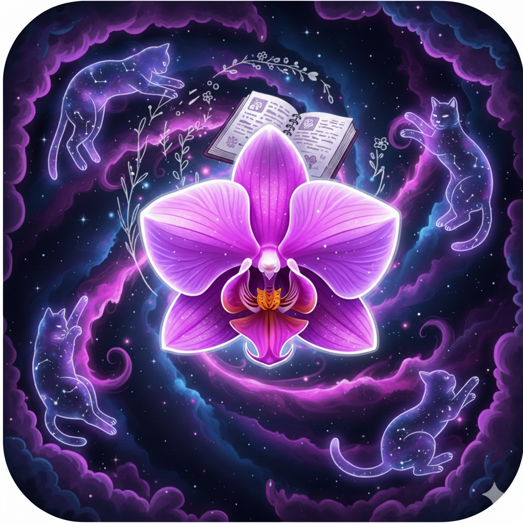 Orchid Journal app icon — a purple orchid on dark background
